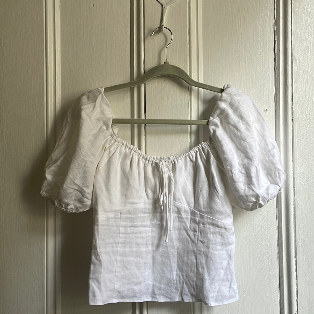 Reformation 100% Linen Square Neckline Top